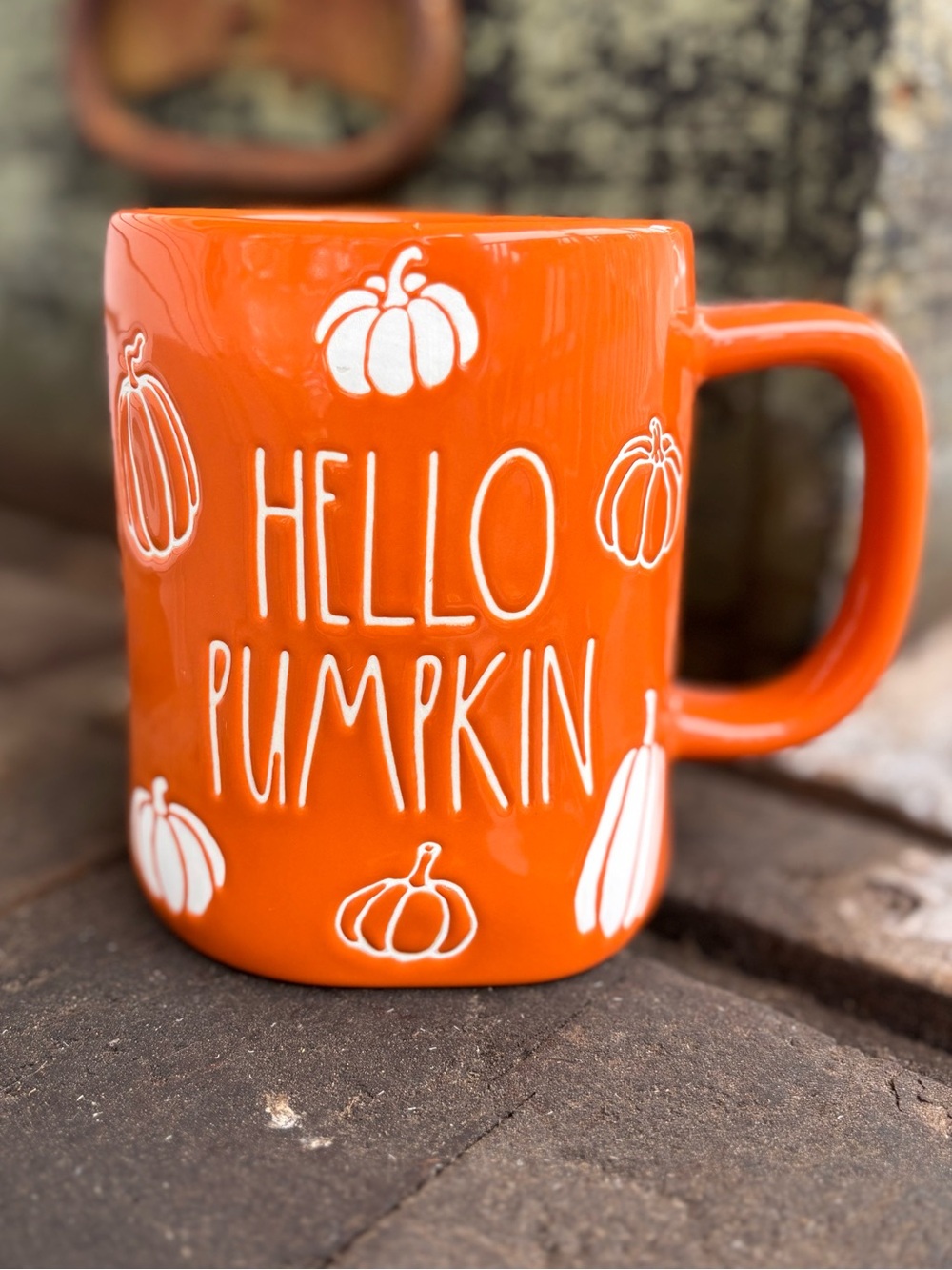 Rae Dunn Orange Hello Pumpkin Mug